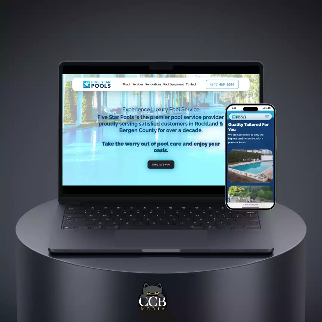 (Five Star Pools) Mac _ IPhone Mockup